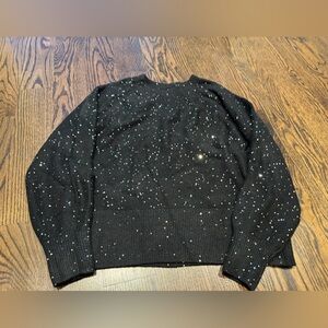 Loft black sparkle sweater silver bling sequin medium